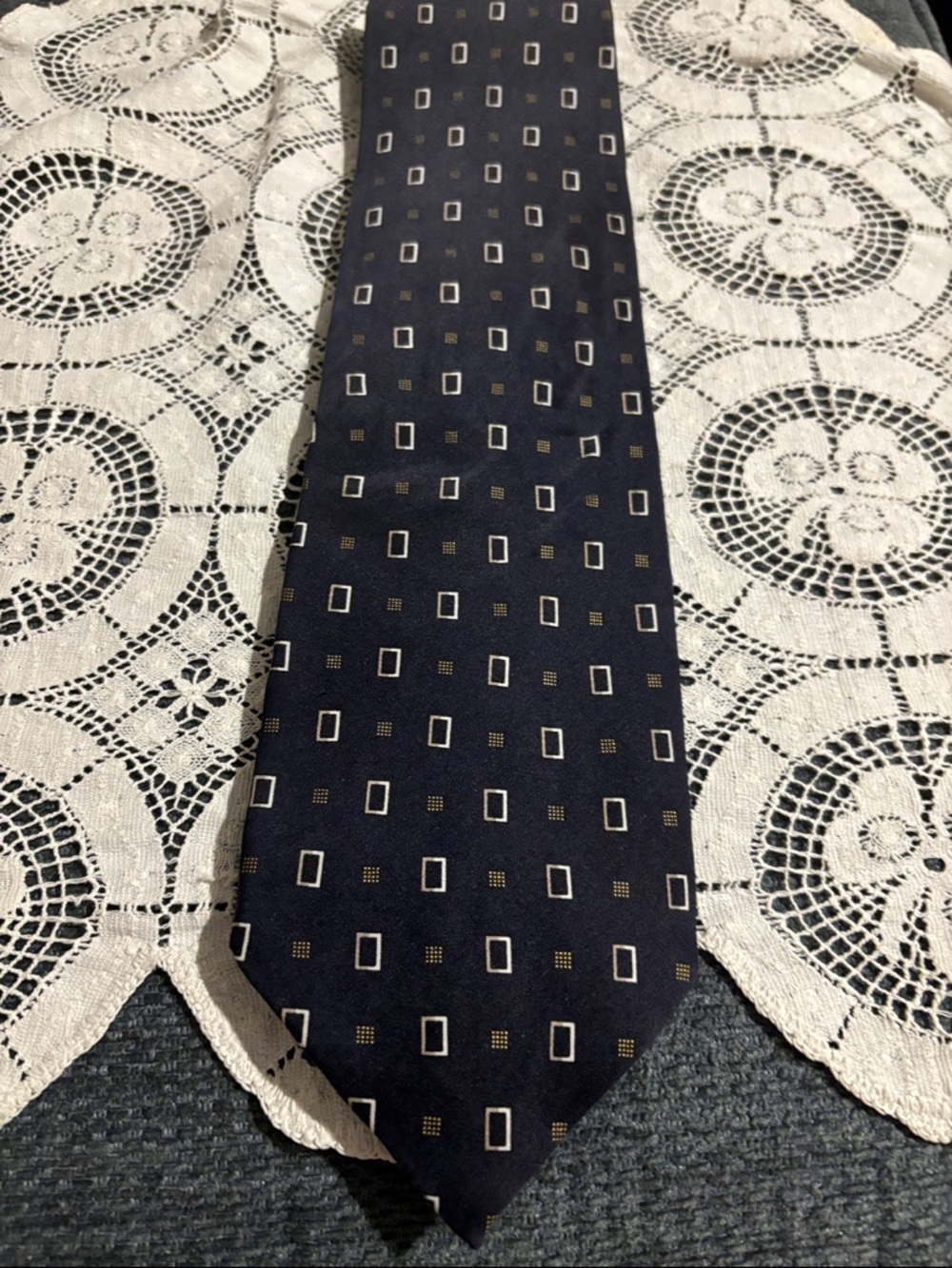 Navy Geometric Square Pattern Tie -